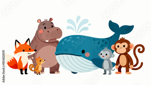 Cute cartoon animals together