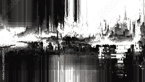 Abstract black and white distorted glitchy digital noise background texture