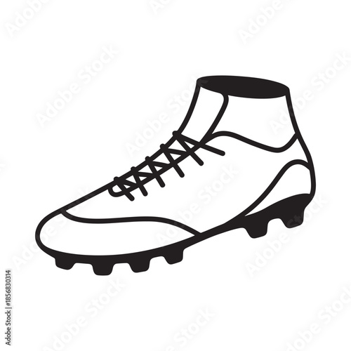 Simple black and white illustration of a single soccer cleat