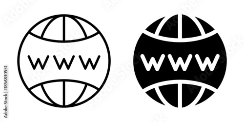 Internet and World Wide Web connection icon with globe. Silhouette and line style.