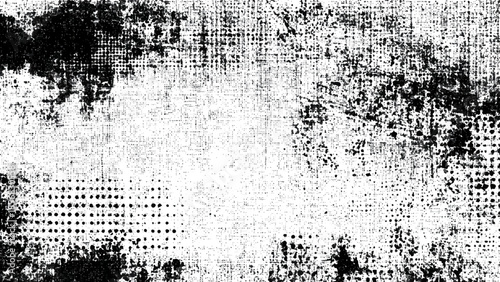 Grunge texture with black spots and dots on white background  abstract design element