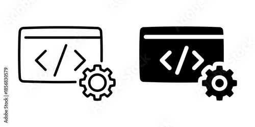 Code and settings configuration icon. Silhouette and line style.