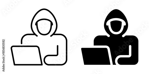 Hacker or cyber attack icon. Silhouette and line style.