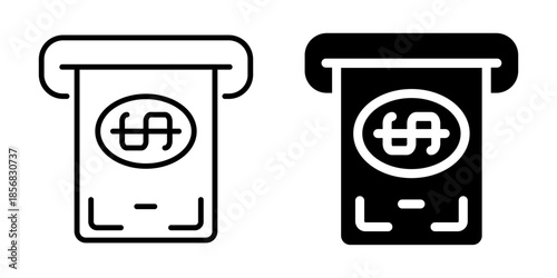 ATM icon for banking and cash withdrawal. Linear and silhouette style.