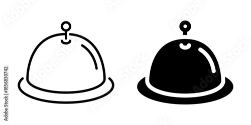 Food cloche icon for dining and service. Linear and silhouette style.