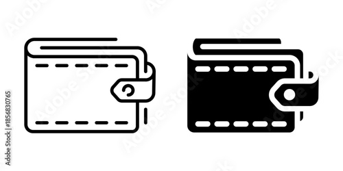 Wallet icon for payment and finance. Linear and silhouette style.