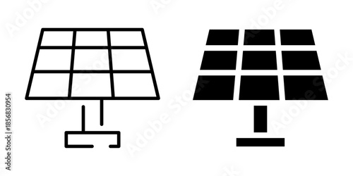 Solar panel icon for renewable energy. Silhouette and line style.