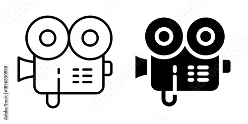 Vintage film camera icon. Linear and silhouette style.