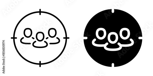 Smiling emoji with three faces representing happiness and connection. Linear and silhouette style.