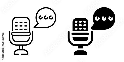 Podcast microphone icon. Linear and silhouette style.