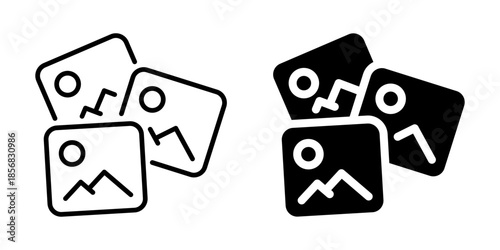 Image gallery icon symbolizing photo collection and media display. Linear and silhouette style.