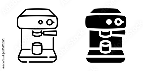 Coffee machine icon. Linear and silhouette style.