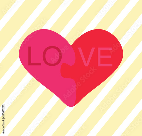 Simplified Valentine Icon Representing Unity And Happiness Through Interlocking Heart Segments