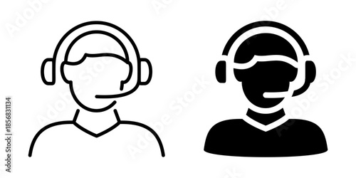 Customer support representative icon. Linear and silhouette style.