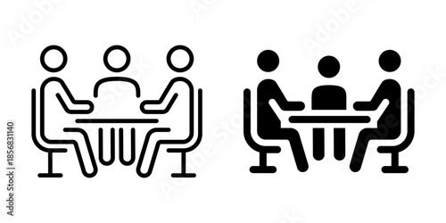 Business meeting icon. Linear and silhouette style.