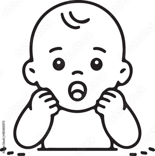 Surprised Baby Outline Icon: Infancy, Childhood Curiosity, and Parenting Symbol