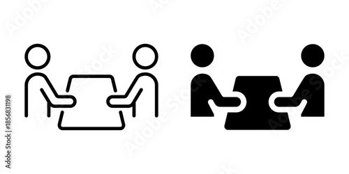 Collaboration or meeting icon. Linear and silhouette style.