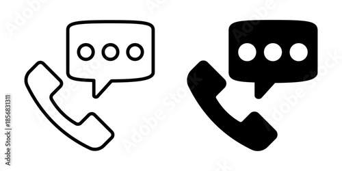Phone call and chat icon for communication. Linear and silhouette style.