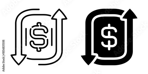 Currency exchange icon. Linear and silhouette style.