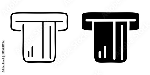 ATM card slot icon. Linear and silhouette style.