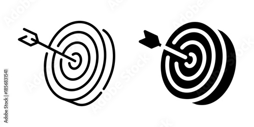 Target with arrow icon. Linear and silhouette style.