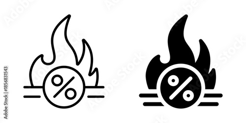 Hot deal icon. Linear and silhouette style.