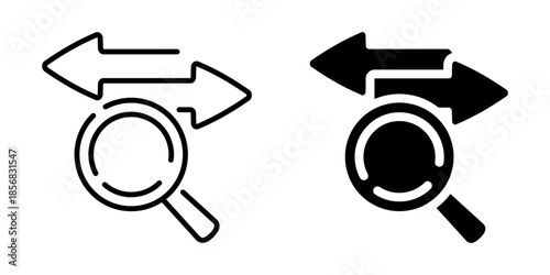 Search optimization icon. Linear and silhouette style.