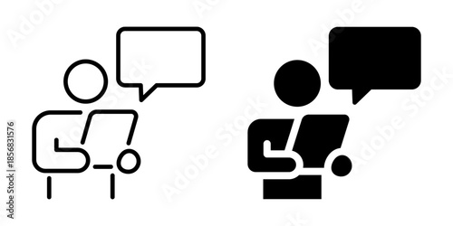 Customer support and communication icon. Line and silhouette icon.