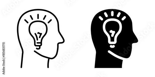 Creative thinking and idea generation icon. Line and silhouette icon.