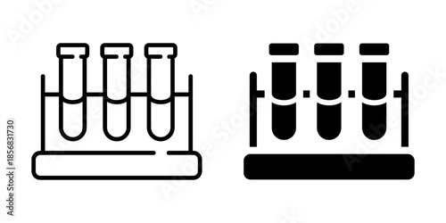 Laboratory test tubes icon. Line and silhouette icon.