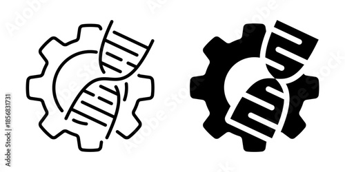 Gear and wrench maintenance icon. Line and silhouette icon.