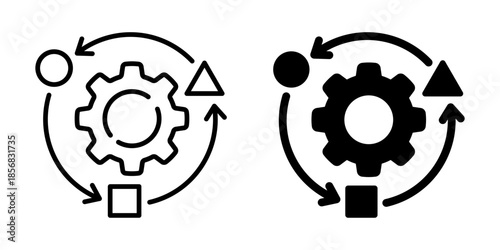 Process optimization and workflow icon. Line and silhouette icon.