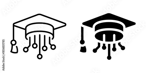 Ai education icon. Linear and silhouette style.