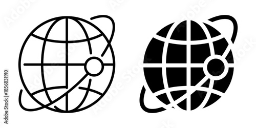 Global internet network icon. Linear and silhouette style.