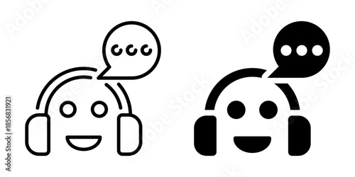 Chatbot support icon. Linear and silhouette style.