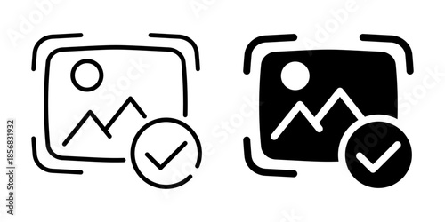 Image approved icon. Linear and silhouette style.