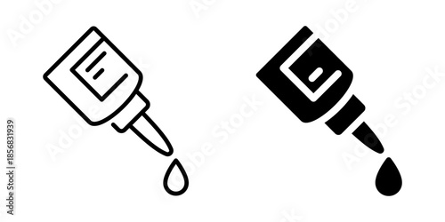 Glue tube with droplet icon. Line and silhouette style.
