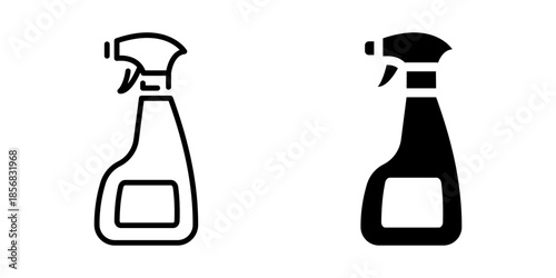 Cleaning spray bottle icon. Line and silhouette style.