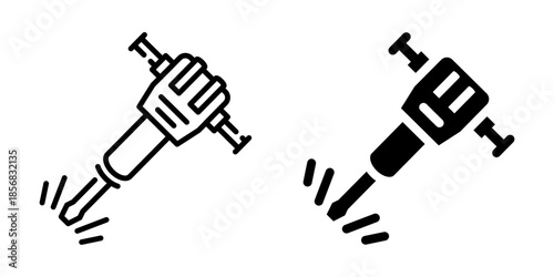 Caulking gun icon. Line and silhouette style.