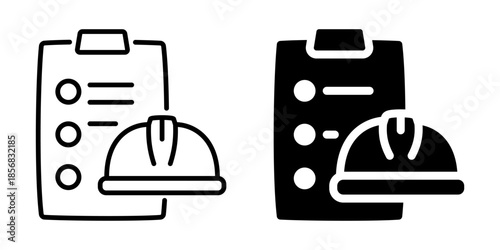 Construction checklist icon. Line and silhouette style.