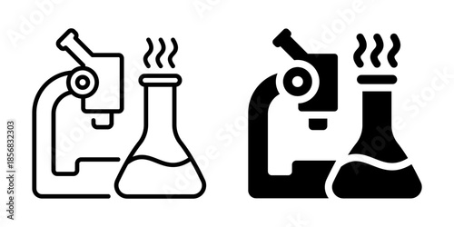 Laboratory research icon. Line and silhouette style.