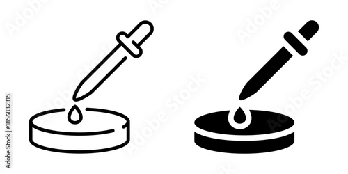 Laboratory dropper icon. Line and silhouette style.