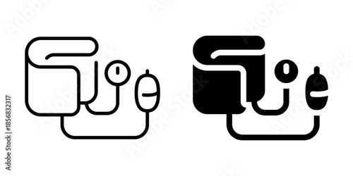 Pressure monitor icon. Line and silhouette style.