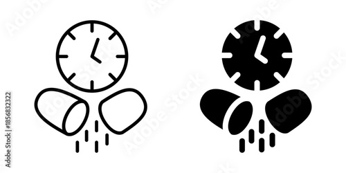 Medication schedule icon. Line and silhouette style.