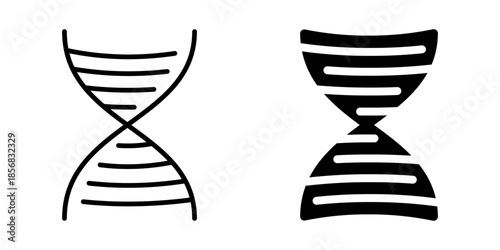 Genetic dna icon. Line and silhouette style.