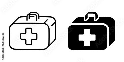 First aid icon. Line and silhouette style.
