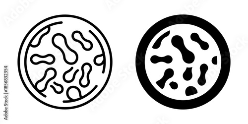 Bacterial culture icon. Line and silhouette style.