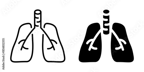 Human lungs icon. Line and silhouette style.