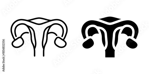 Female reproductive icon. Line and silhouette style.