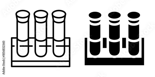 Test tubes icon. Line and silhouette style.